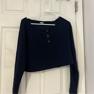Garage Navy Long Sleeve Top